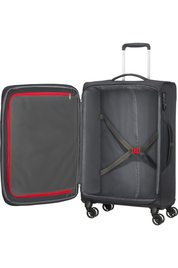 American Tourister Crosstrack Spinner Expandable 67cm  Siv&aacute;/červen&aacute;