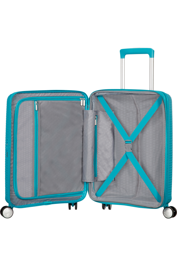 American Tourister Soundbox Spinner Expandable 55cm Summer Blue American Tourister Soundbox Spinner Expandable 55cm Summer Blue