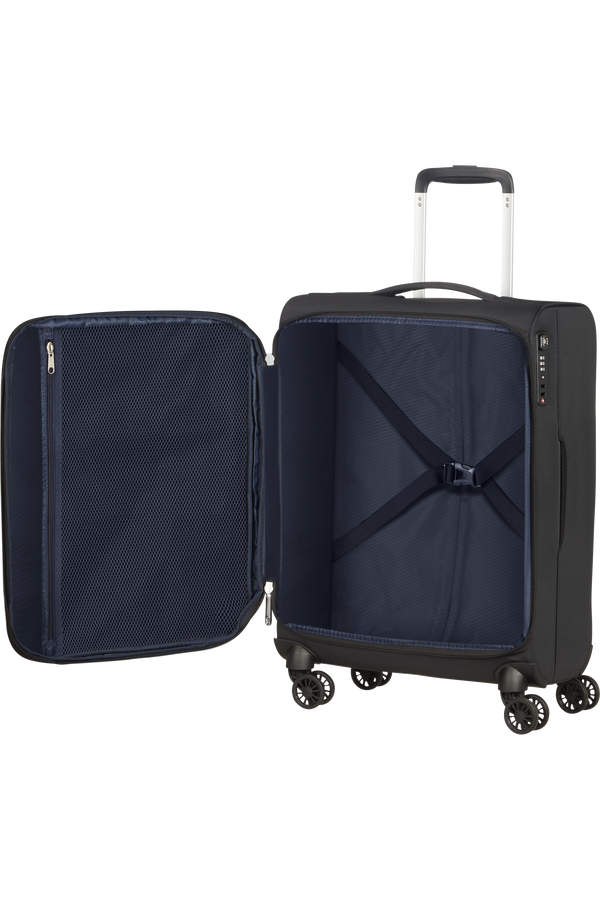 American Tourister Lite Ray Spinner TSA Expandable 55cm  S&yacute;ta čierna