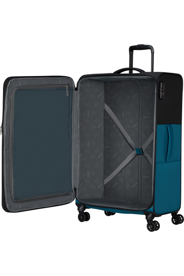 American Tourister Daring Dash Spinner Expandable TSA L  Čierna/modrá American Tourister Daring Dash Spinner Expandable TSA L  Čierna/modrá