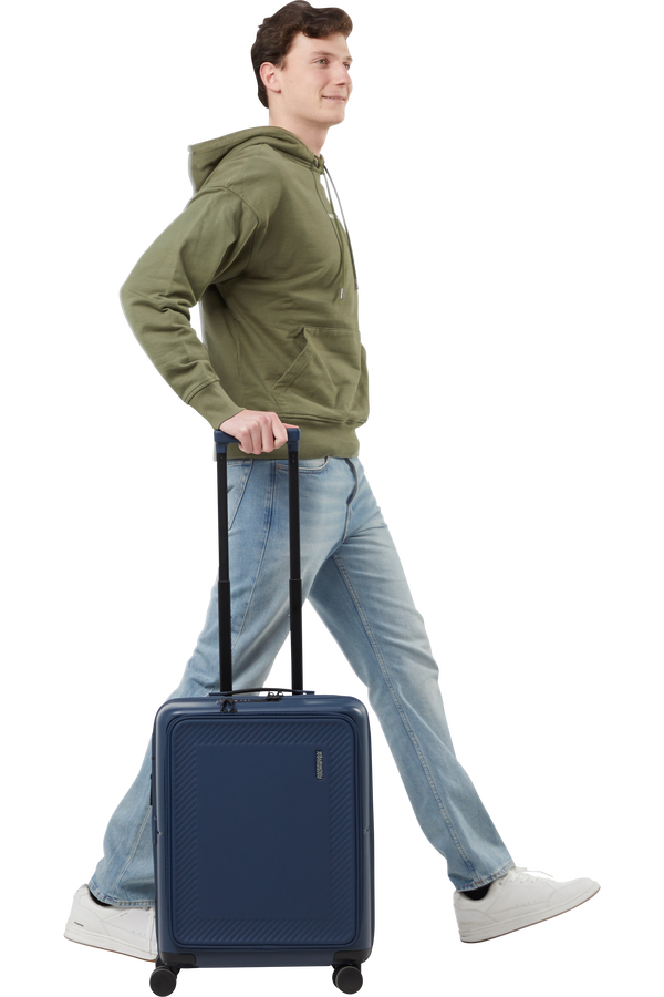 American Tourister DashPop Spinner Expandable Frontloader 55cm  Polnočná modrá American Tourister DashPop Spinner Expandable Frontloader 55cm  Polnočná modrá