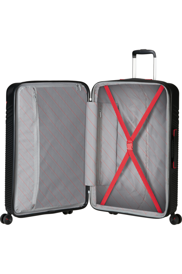 American Tourister Triple Trace Spinner TSA Expandable 76cm  Čierna/červená American Tourister Triple Trace Spinner TSA Expandable 76cm  Čierna/červená