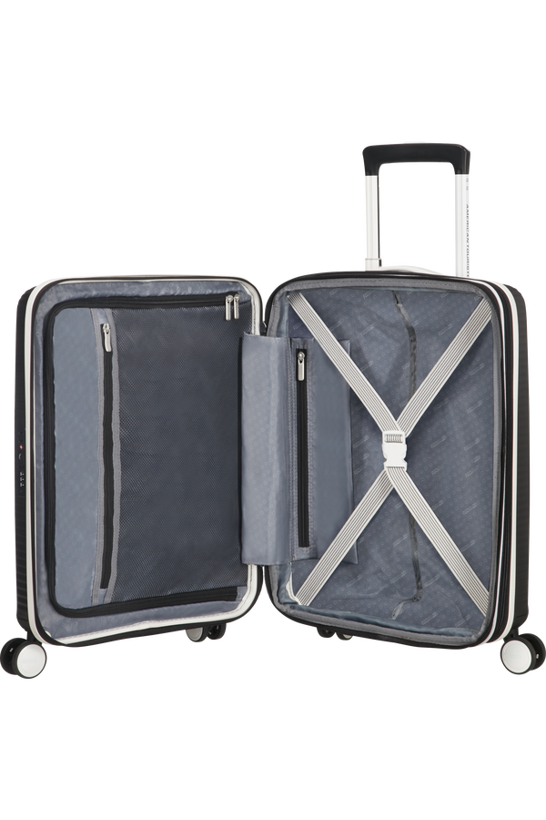 American Tourister Soundbox Spinner TSA Expandable 55cm  Black/White American Tourister Soundbox Spinner TSA Expandable 55cm  Black/White