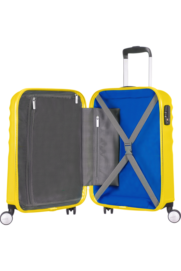 American Tourister Wavebreaker 4-wheel cabin baggage Spinner suitcase 55x40x20cm Sunny Yellow