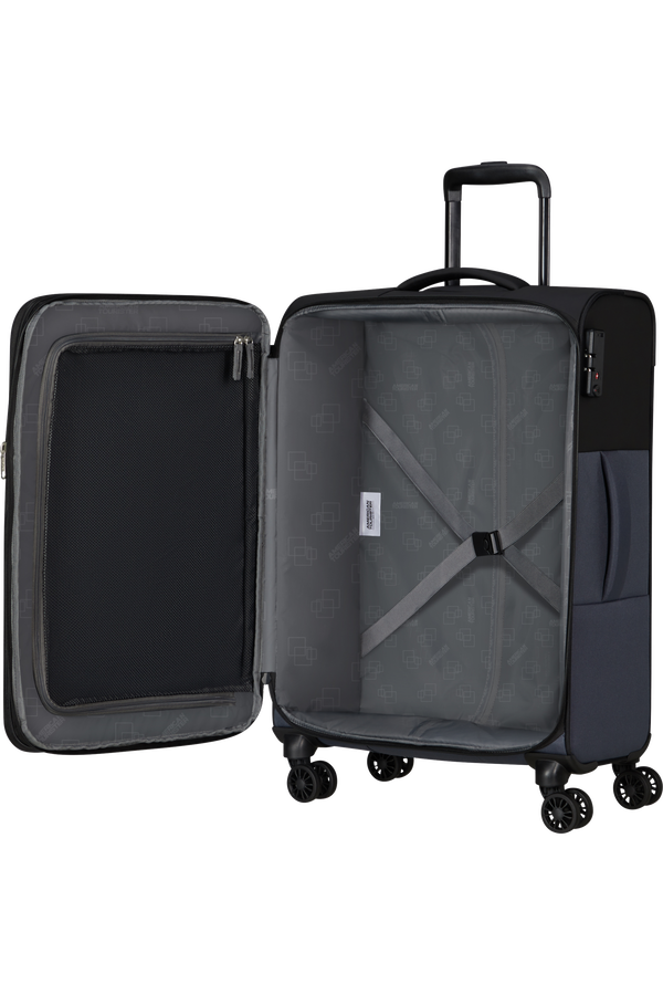 American Tourister Daring Dash Spinner Expandable TSA M  Čierna/sivá American Tourister Daring Dash Spinner Expandable TSA M  Čierna/sivá