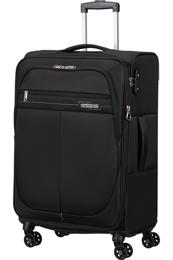 American Tourister Deep Dive Spinner Expandable TSA M  Čierna/siv&aacute;