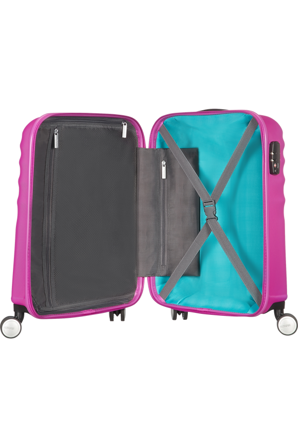 American Tourister Wavebreaker 4-wheel cabin baggage Spinner suitcase 55x40x20cm Hot Lips Pink