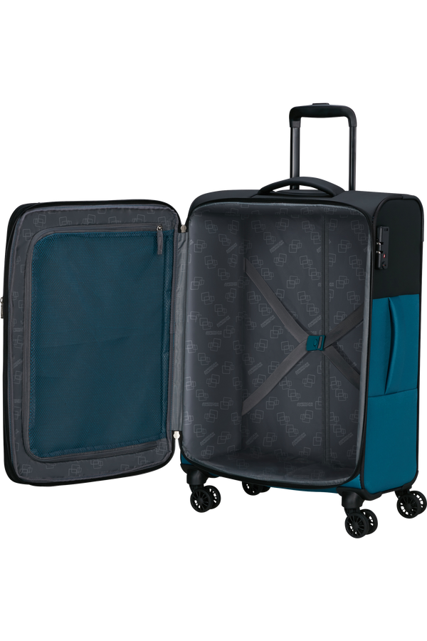 American Tourister Daring Dash Spinner Expandable TSA M  Čierna/modr&aacute;