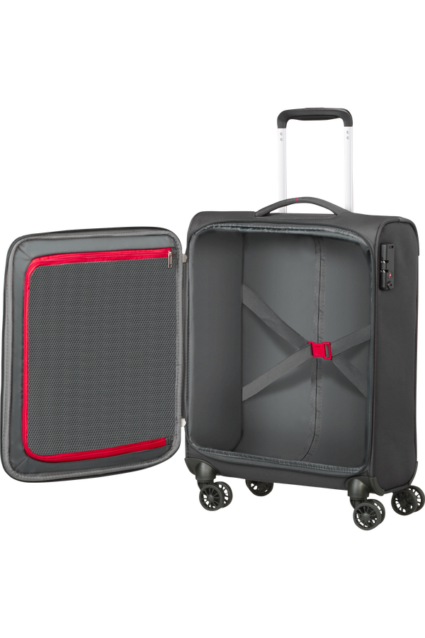 American Tourister Crosstrack Spinner 55cm  Siv&aacute;/červen&aacute;