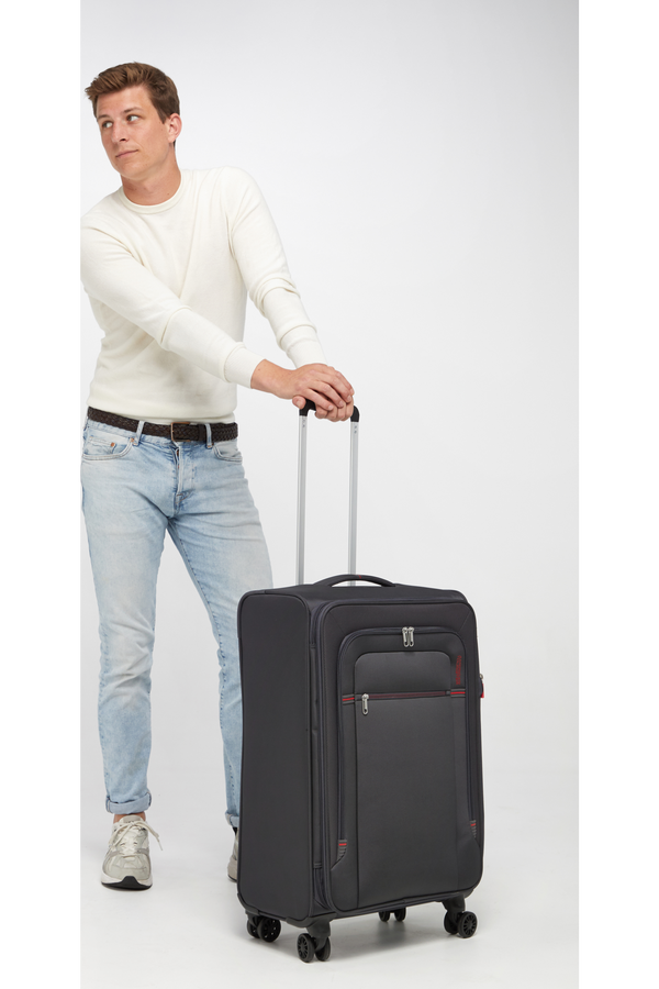 American Tourister Crosstrack Spinner Expandable 67cm  Sivá/červená