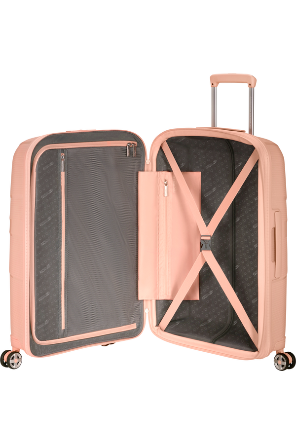American Tourister StarVibe Spinner Expandable TSA 67cm  Metallic Peach American Tourister StarVibe Spinner Expandable TSA 67cm  Metallic Peach